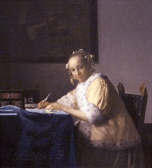 Johannes Vermeer A lady writing. Norge oil painting art
